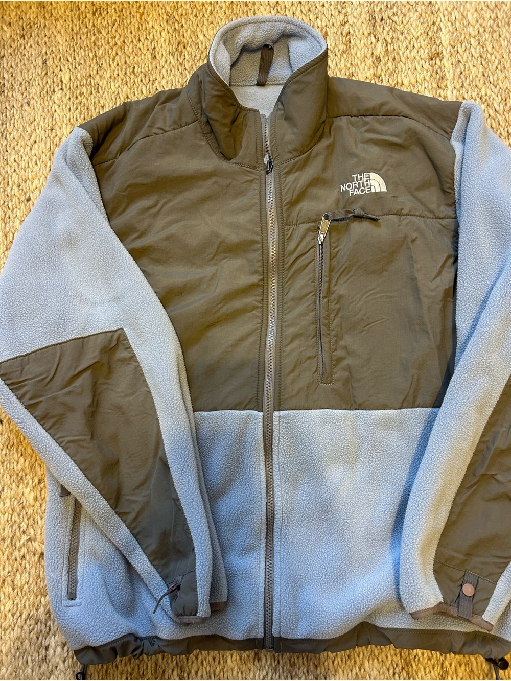 The North Face womans Two-Tone Fleece Jacket in Light Blue and gray